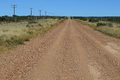Dirt road with telephone poles