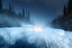 driving on a snowy night