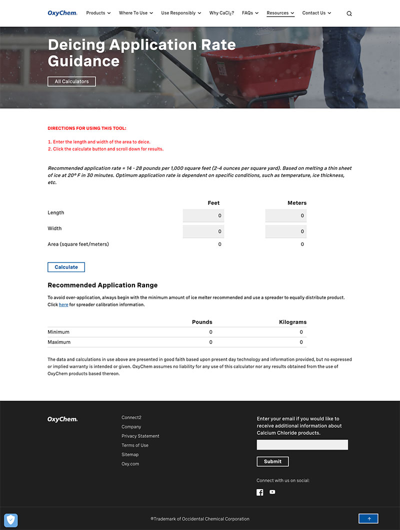 Deicing Application Rate Guidance Calculator - OxyChem Calcium Chloride