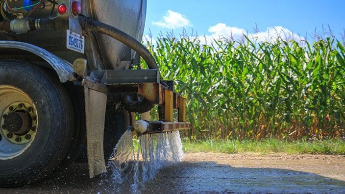 LIQUIDOW sprayed on road - OxyChem Calcium Chloride